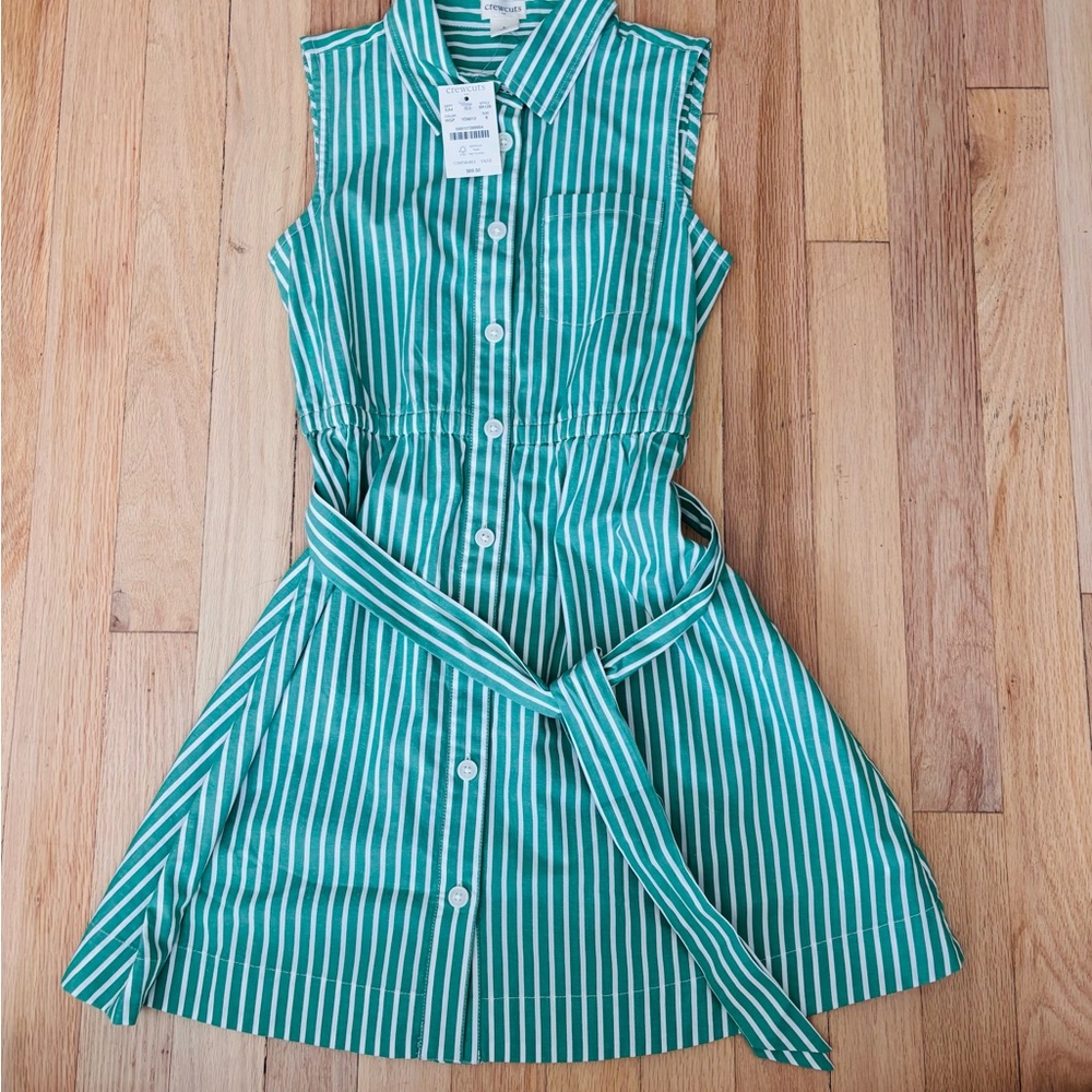 NWT J. Crew Girls' striped tie-waist shirt-dress - Picture 3 of 4